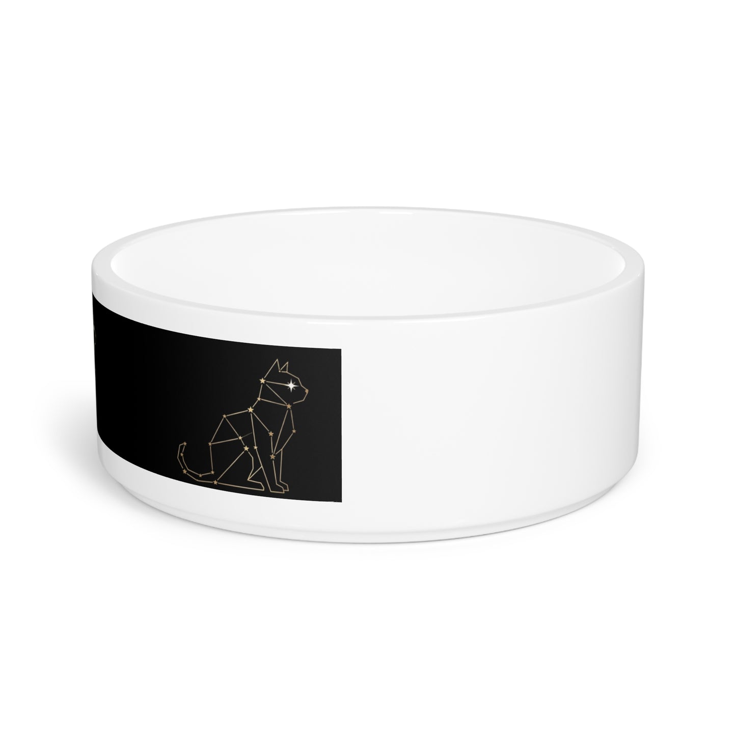 Kitty zodiac sign cat Pattern Pet Bowl — Ceramic Dog Feeding Bowl with Subtle Silhouette Design