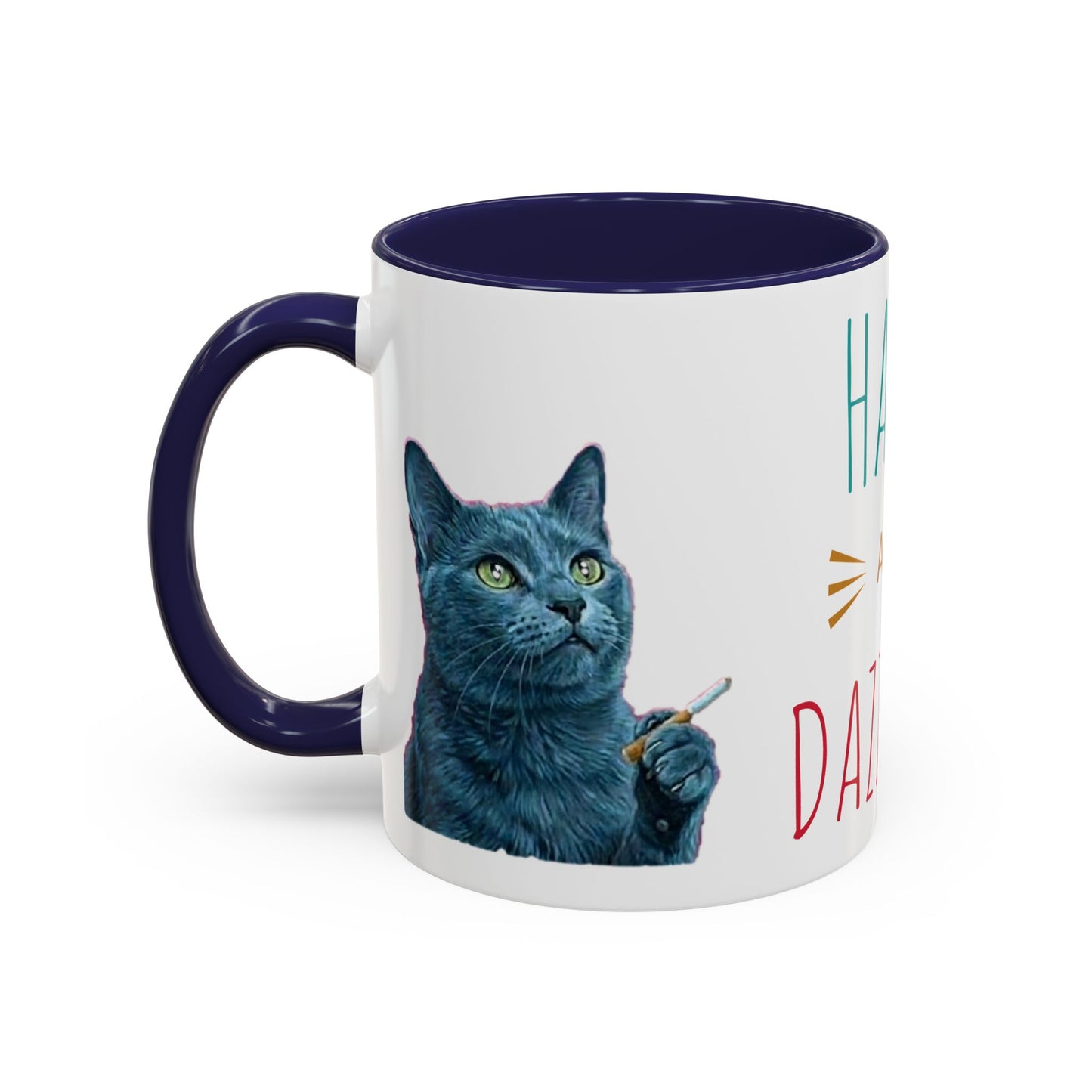 Happy and dazzling smoking cat Coffee Mug — "Happy and Dazzling" Cat Accent Mug (11/15oz) (free shipping)