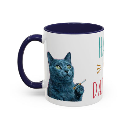 Happy and dazzling smoking cat Coffee Mug — "Happy and Dazzling" Cat Accent Mug (11/15oz) (free shipping)