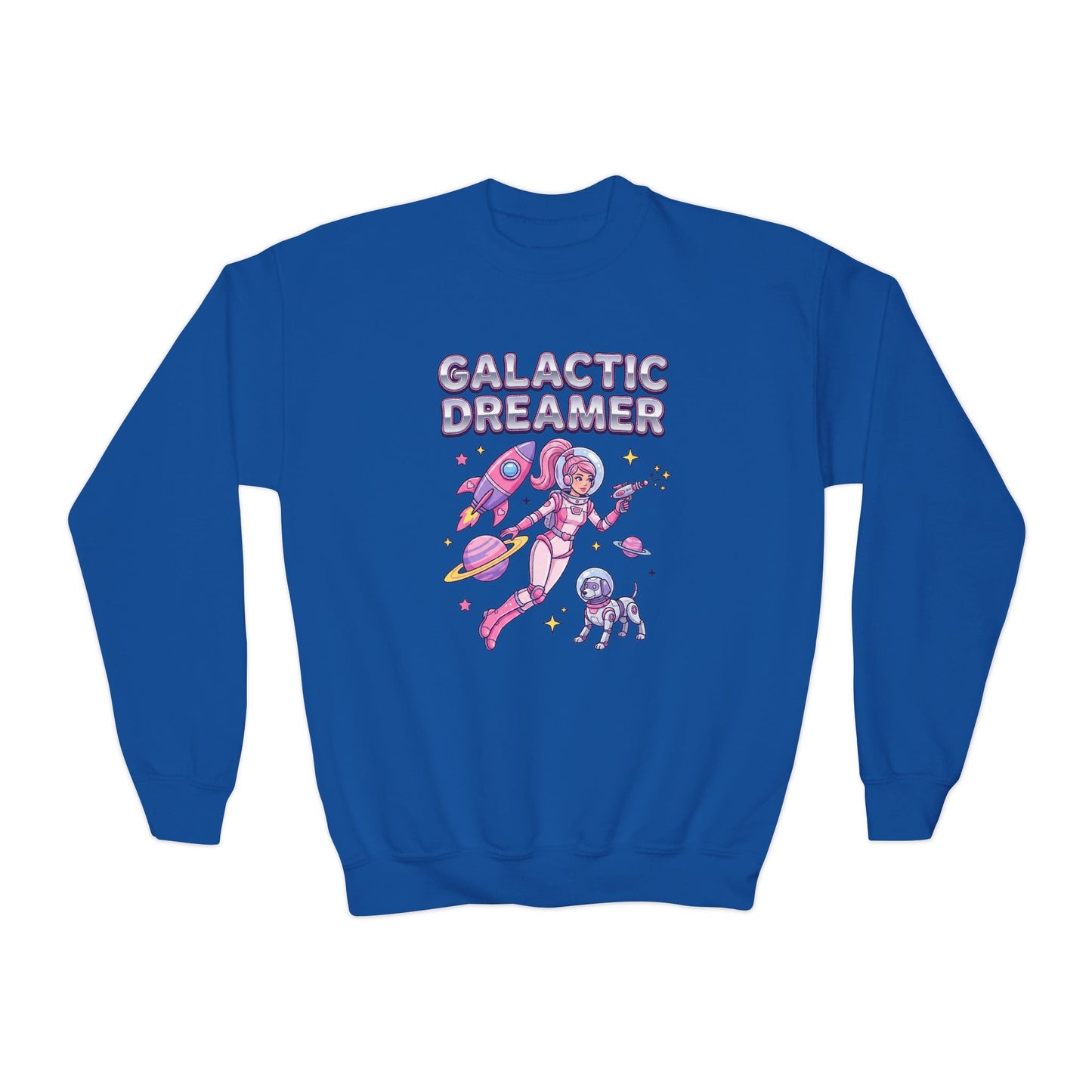 Youth Sweatshirt — "Galactic Dreamer" Astronaut Mermaid Crewneck