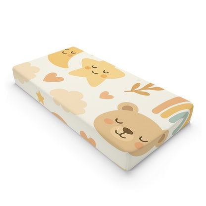Whimsical Baby Changing Pad Cover with Cloud and Animal Design