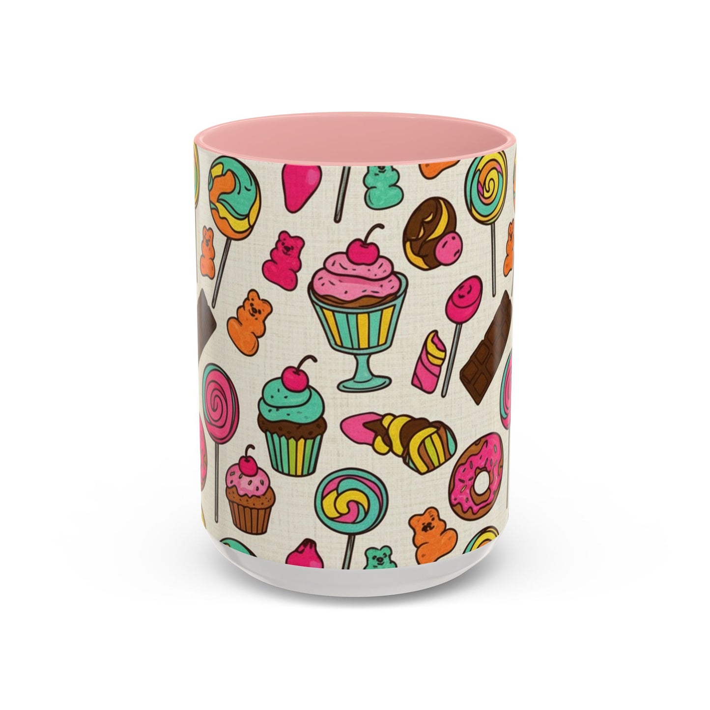 Sweet Treats Coffee Mug — Colorful Candy & Dessert Pattern Accent Mug (11/15oz)