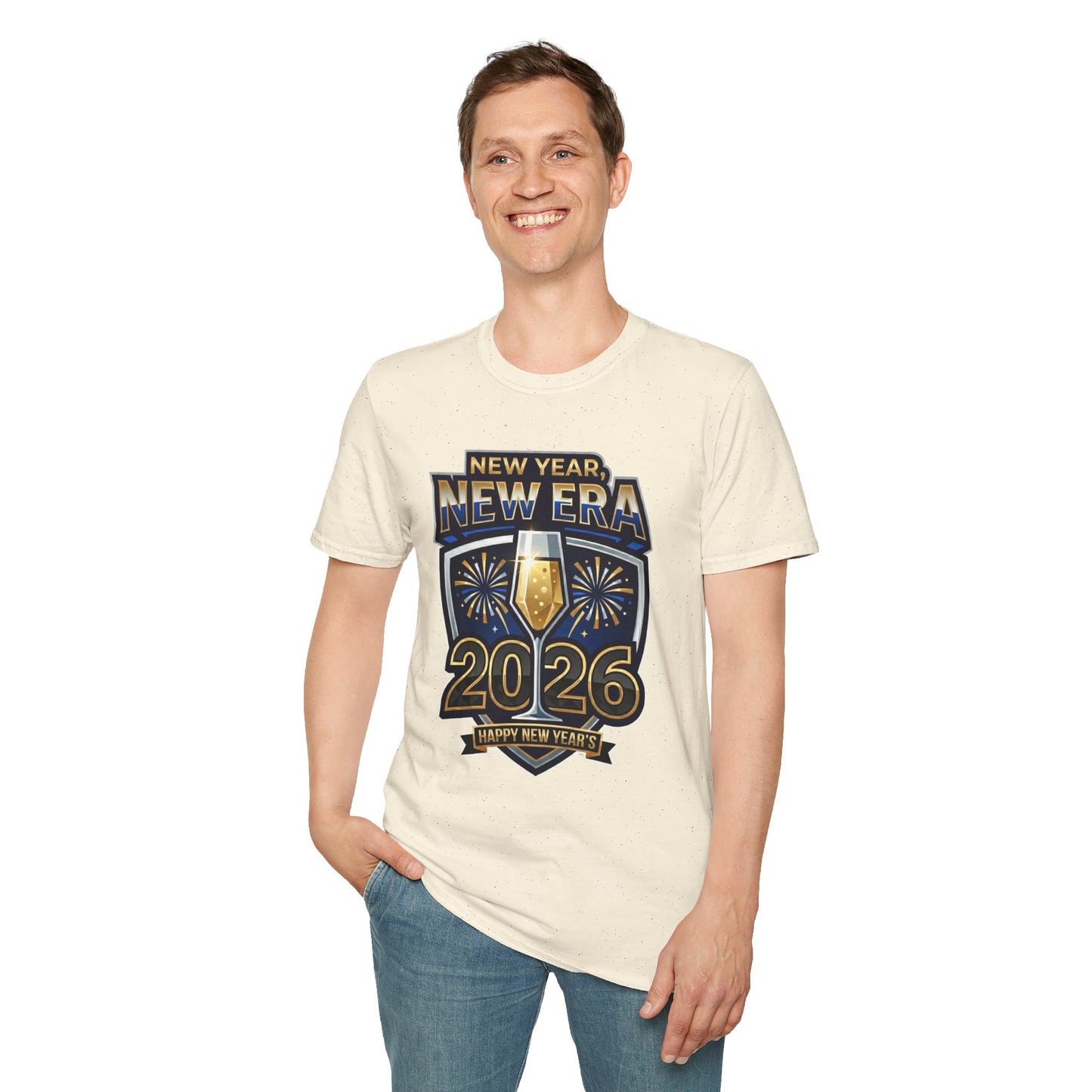 New Year 2026 T-Shirt – "New Year, New Era" Champagne & Fireworks Celebration Tee