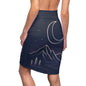 Moonlit Mountain Pencil Skirt — Night Sky Scenic AOP