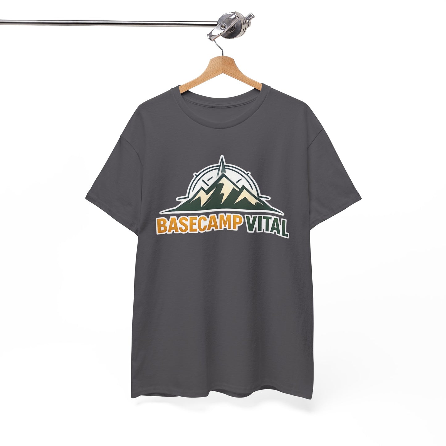 Base Camp Vital Mountain Compass Crewneck T-Shirt | Outdoor Hiking Graphic Tee | Midweight Cotton Trail Shirt (free shipping)