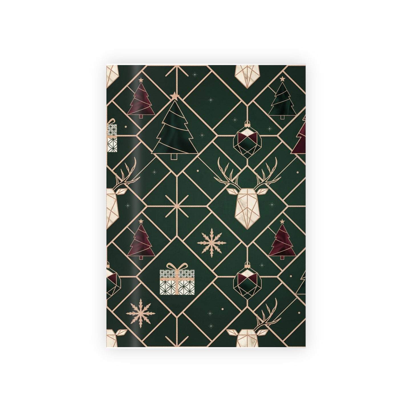 Elegant Holiday Gift Wrapping Paper Roll - Festive Design with Trees and Ornaments