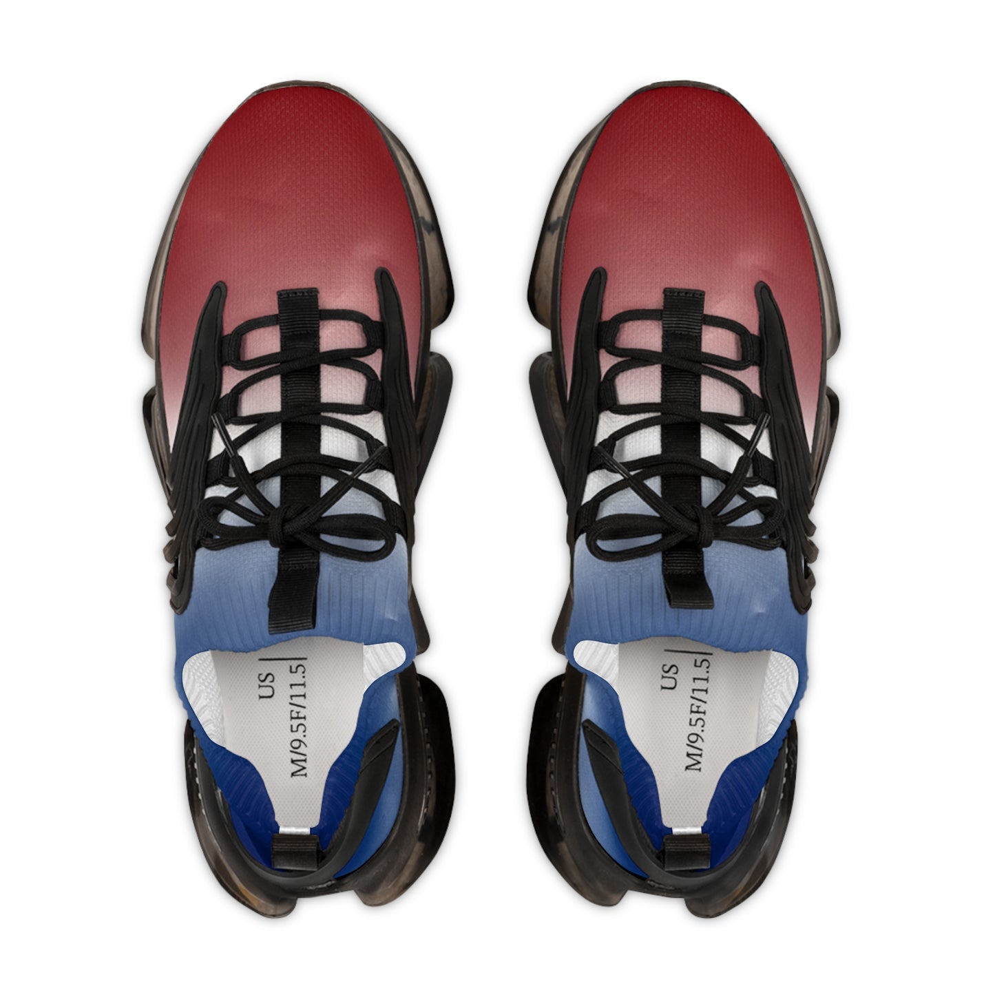 Gradient Red White & Blue Men's Mesh Sneakers — Breathable Athletic Runner Shoes (free shipping)