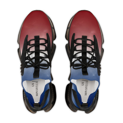 Gradient Red White & Blue Men's Mesh Sneakers — Breathable Athletic Runner Shoes (free shipping)