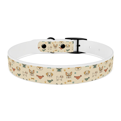 Cute Cartoon Dogs Dog Collar — Beige Puppy Pattern Adjustable Collar