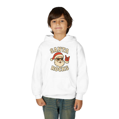Youth Hoodie — "Santa Rocks" Cool Santa Christmas Sweatshirt