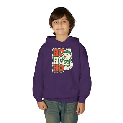 Youth kids Christmas Hoodie - 'HO HO HO' Snowman Holiday Sweatshirt