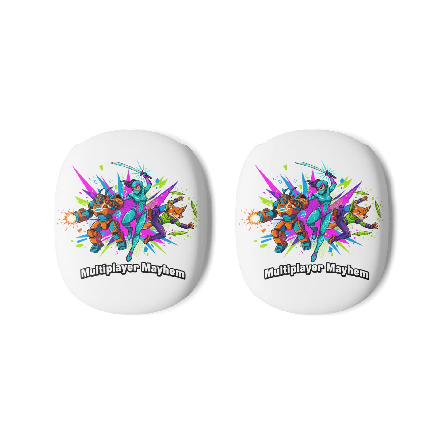 Gaming Headphones — 'Multiplayer Mayhem' themed Colorful Gamer Graphic Protective Headphones  (free shipping)