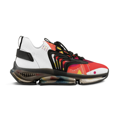 men's Mesh Sneakers — Bold Red Abstract Athletic Shoes for Men (free shipping)