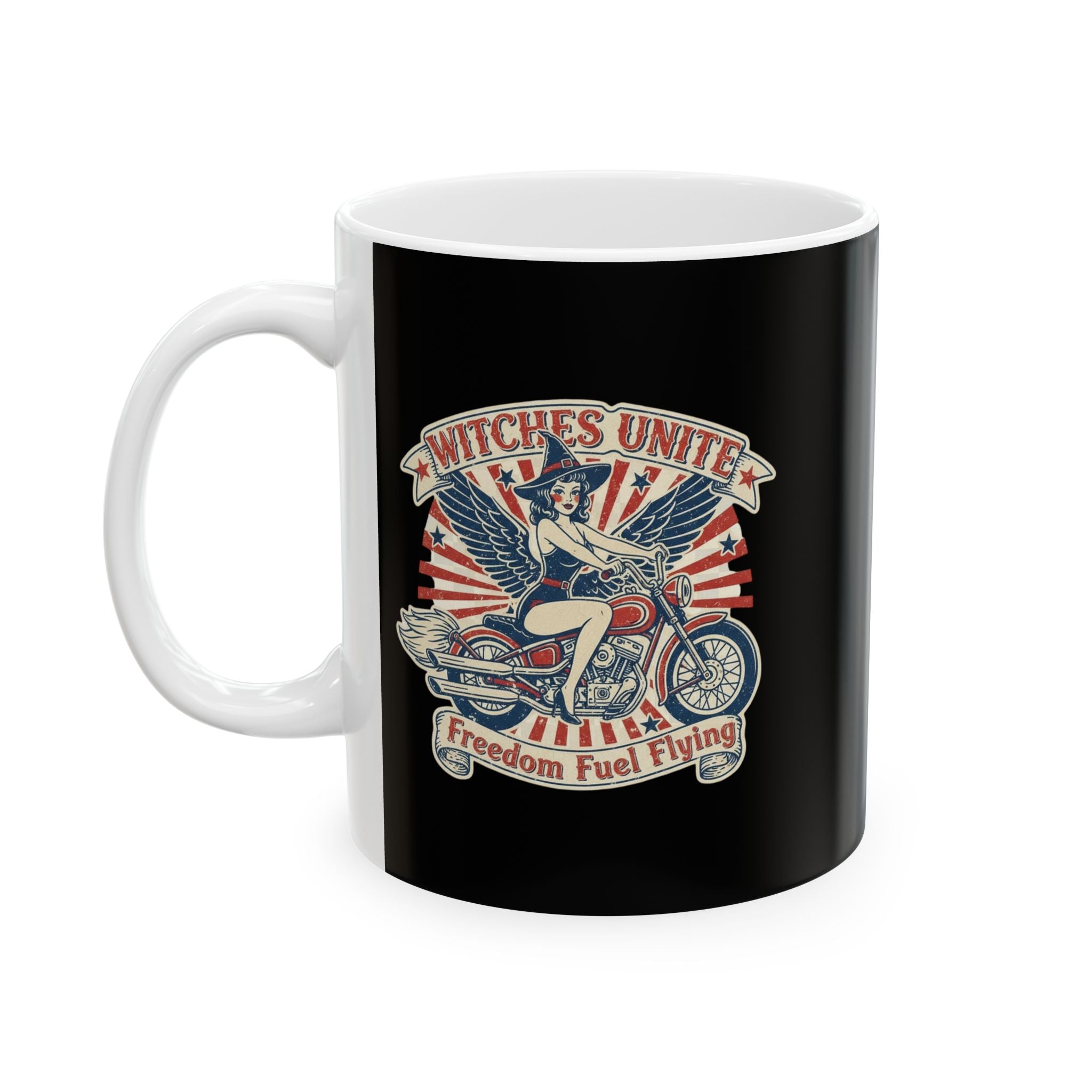Vintage Freedom Rider Ceramic Mug - Perfect for Bikers, Gifts for Him/Her, Coffee Lovers, Independence Day Decor, Home Office