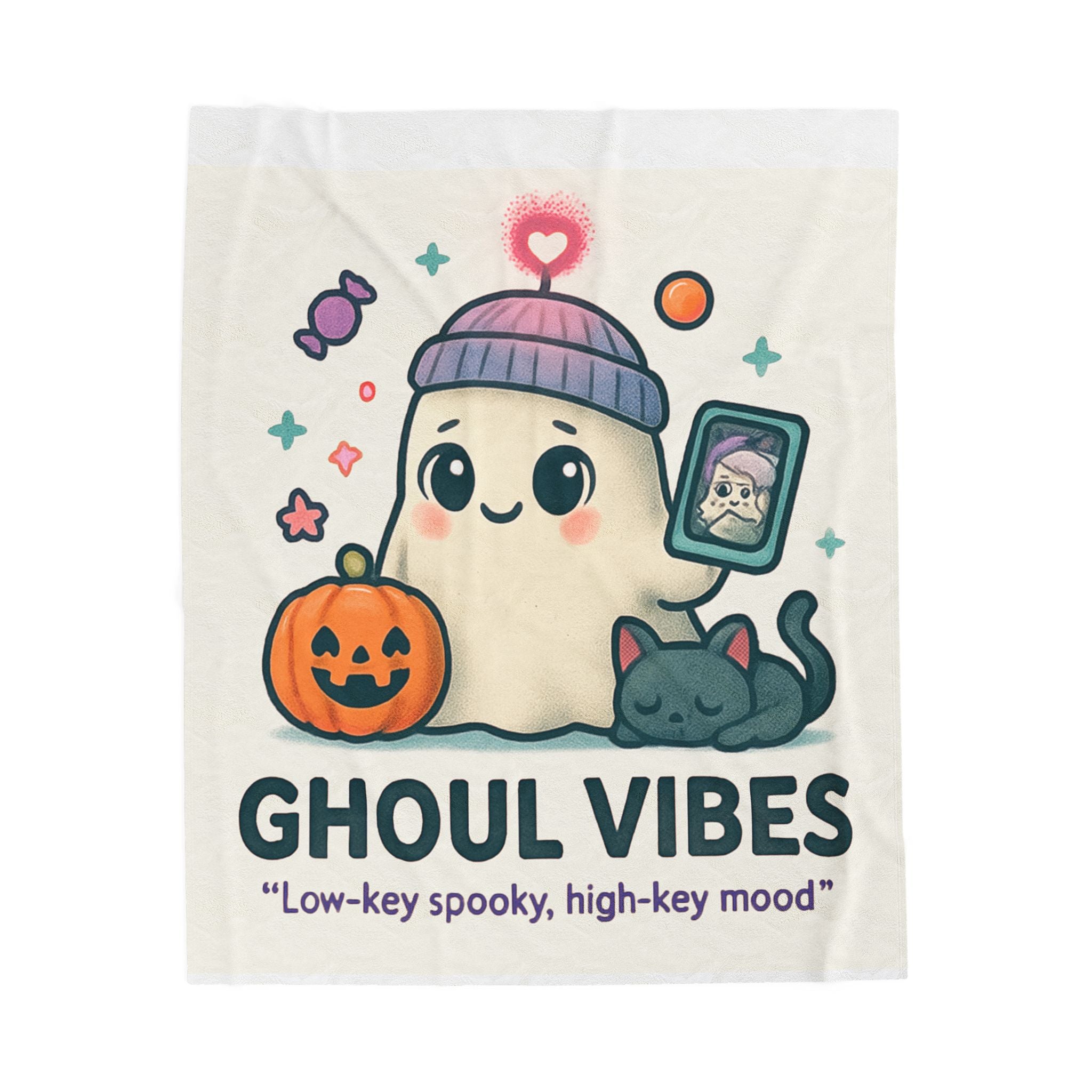 Charming Ghoul Vibes Blanket, Cozy Throw for Halloween, Cute Ghost Decor, Spooky Home Accessory, Perfect Gift for Fall Celebrations, [...]