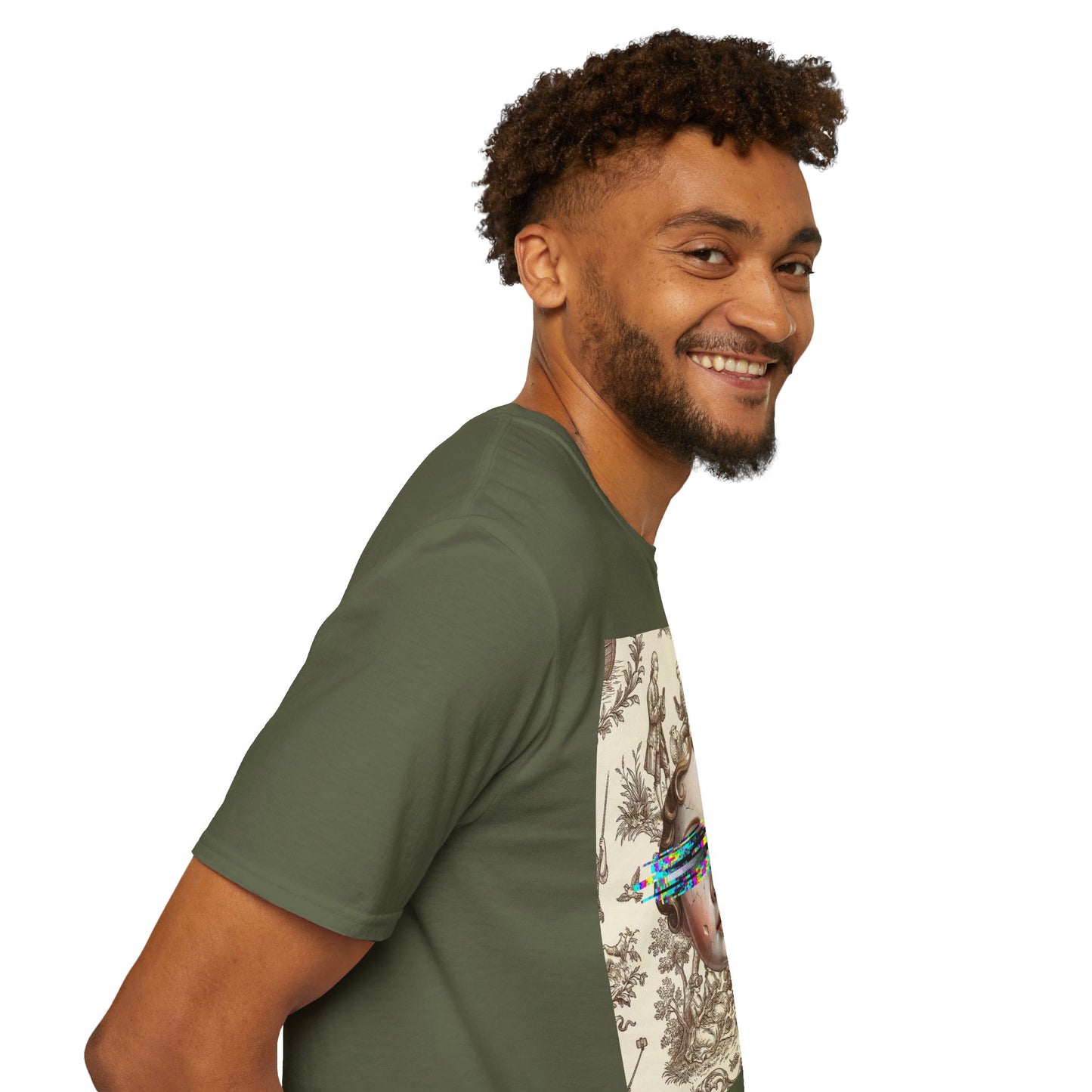 Vintage Doll Face Tee with Glitch Paint Splash