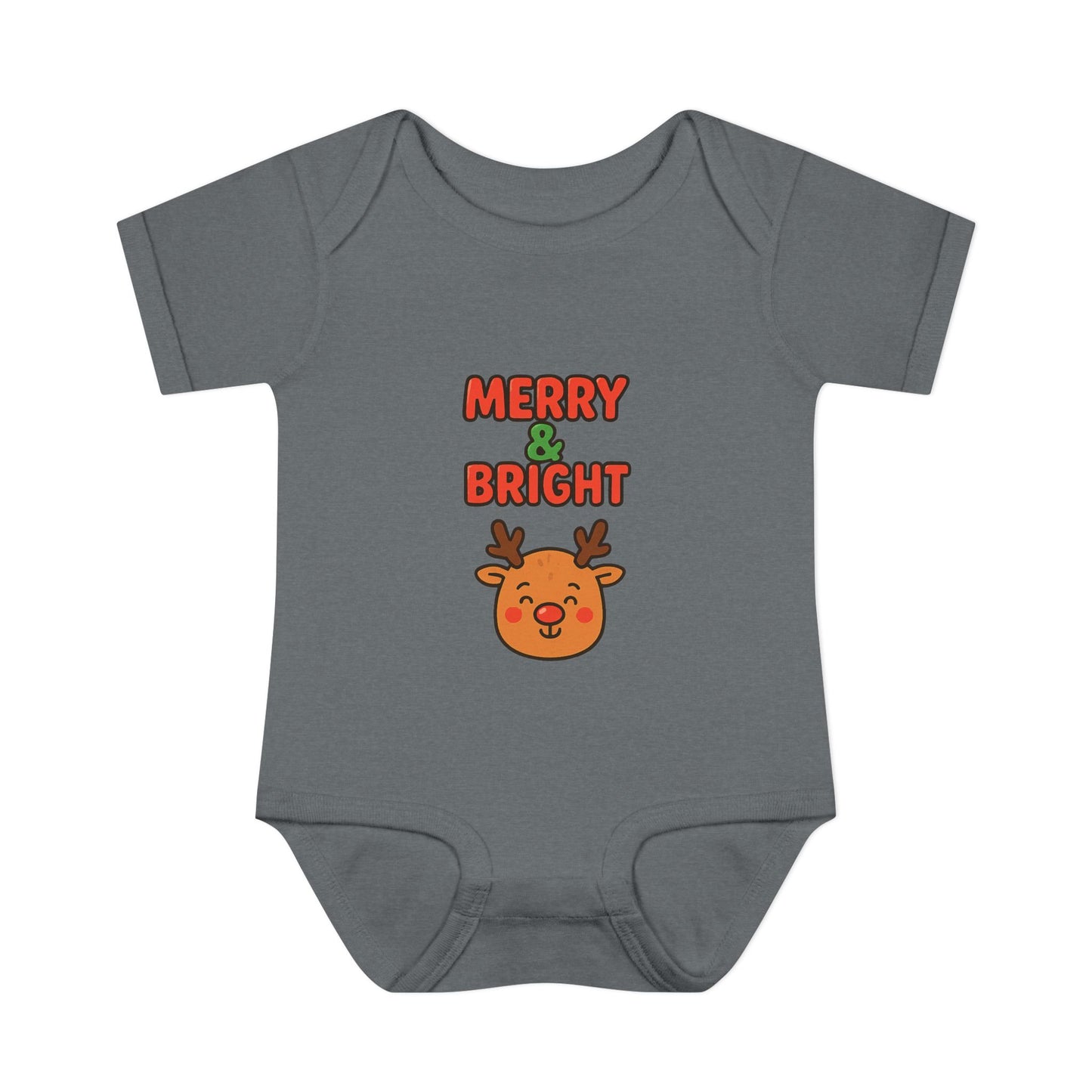 Merry & Bright Baby Bodysuit - Cute Reindeer Christmas Infant Onesie