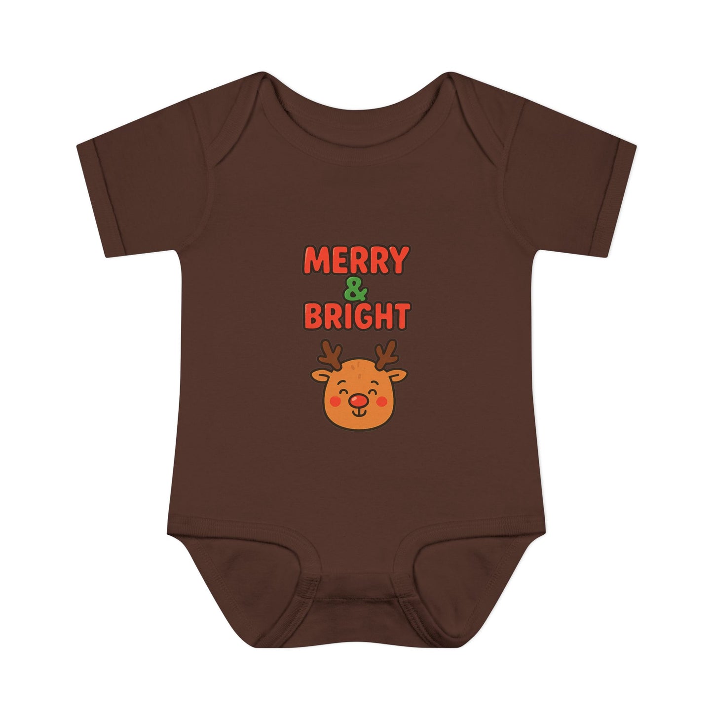 Merry & Bright Baby Bodysuit - Cute Reindeer Christmas Infant Onesie
