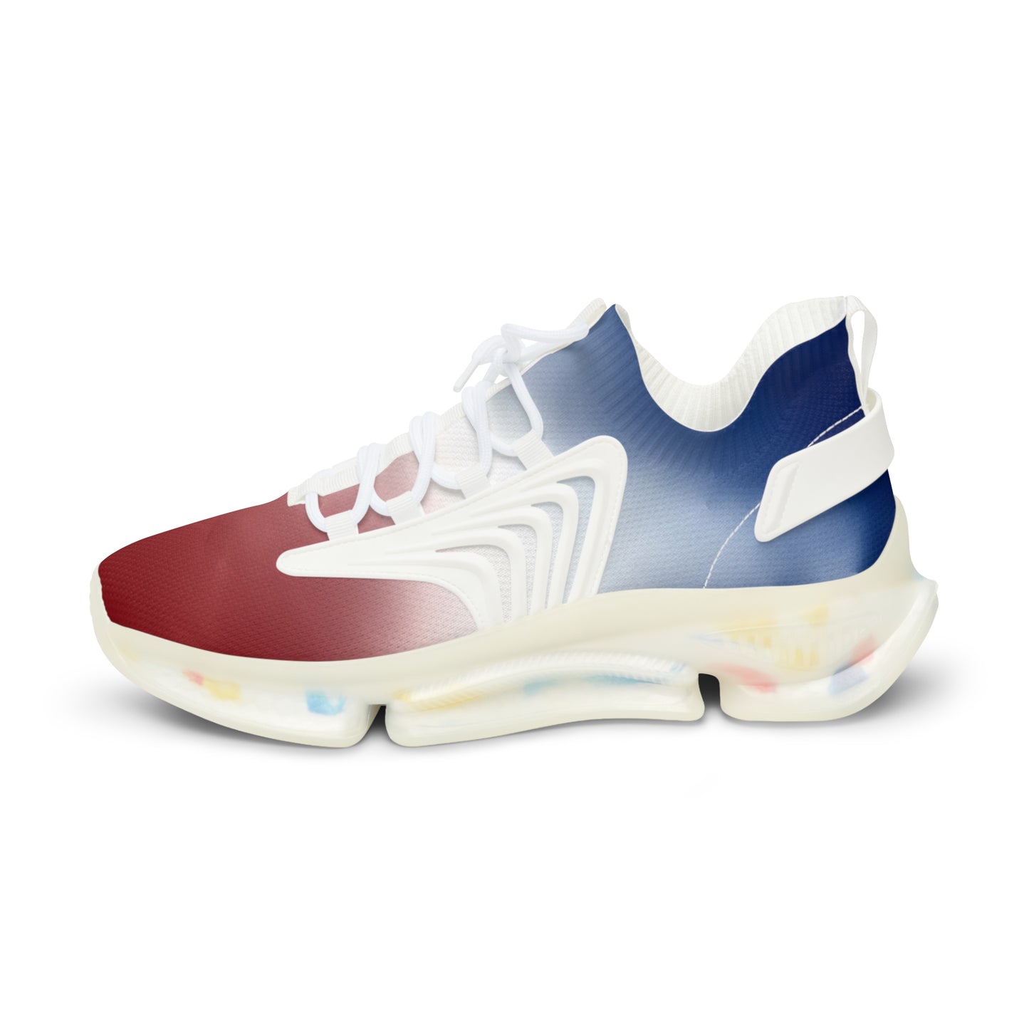 Gradient Red White & Blue Men's Mesh Sneakers — Breathable Athletic Runner Shoes (free shipping)