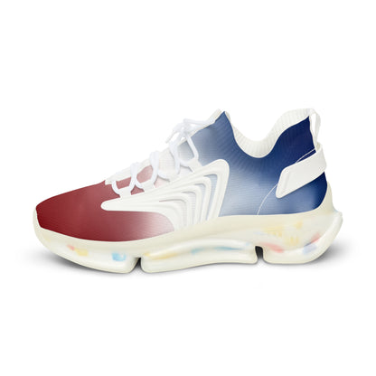 Gradient Red White & Blue Men's Mesh Sneakers — Breathable Athletic Runner Shoes (free shipping)
