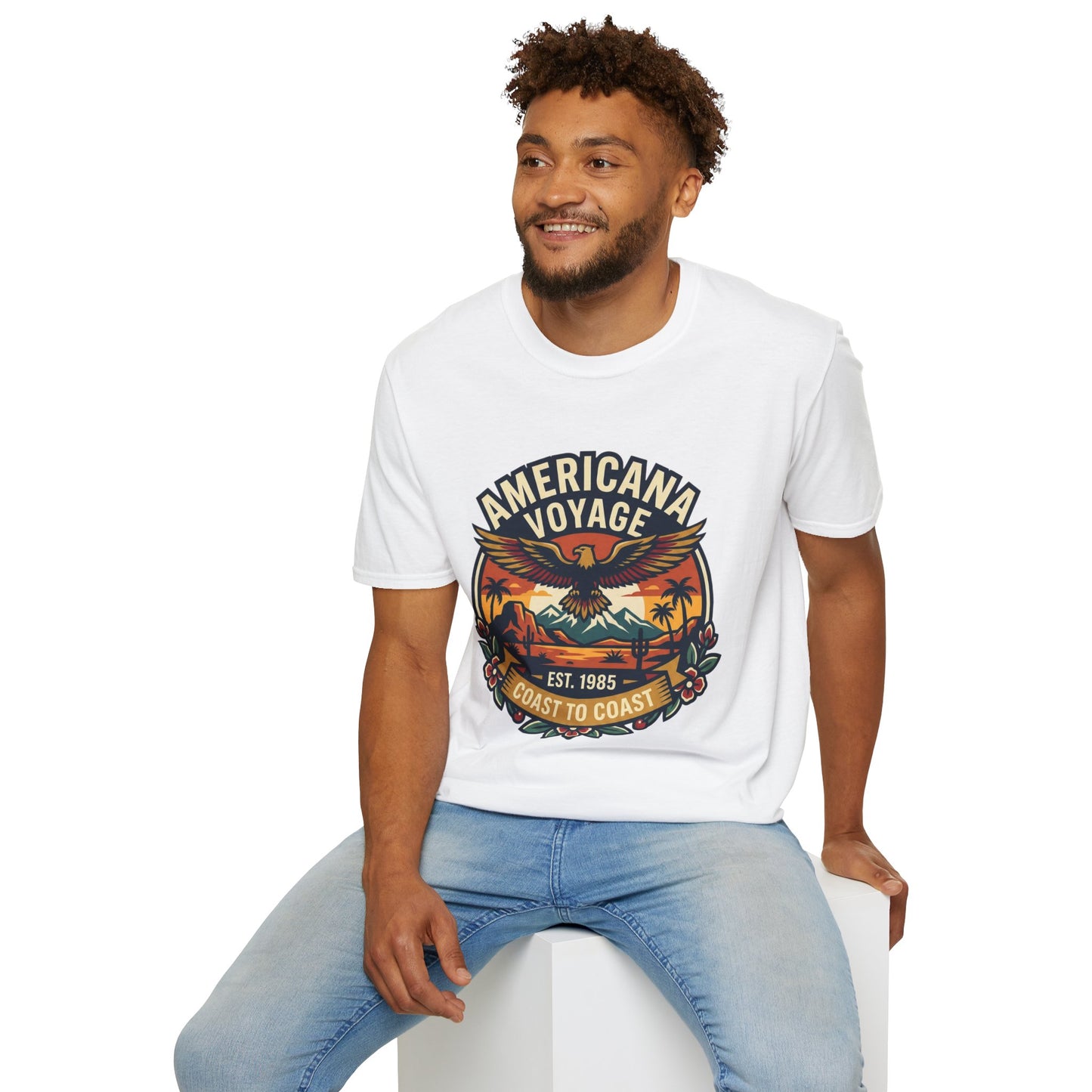 Americana Voyage retro Graphic T-Shirt — Coast to Coast Eagle Sunset