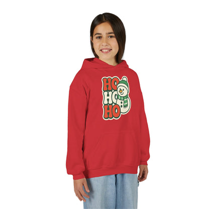 Youth kids Christmas Hoodie - 'HO HO HO' Snowman Holiday Sweatshirt