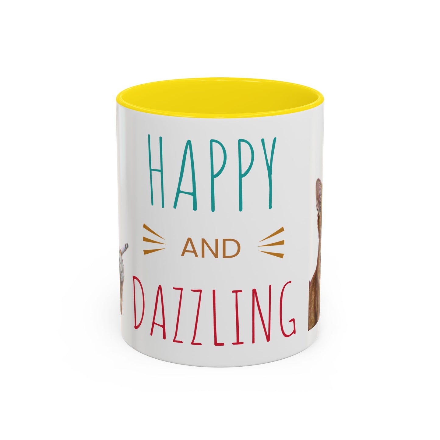Happy and Dazzling Smoking Cat Coffee Mug — Cute Ginger Cat Accent Mug (11/15oz) (free shipping)