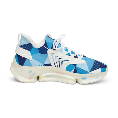 men's Blue Geometric Mesh Sneakers — Men's Athletic Shoes (free shipping)