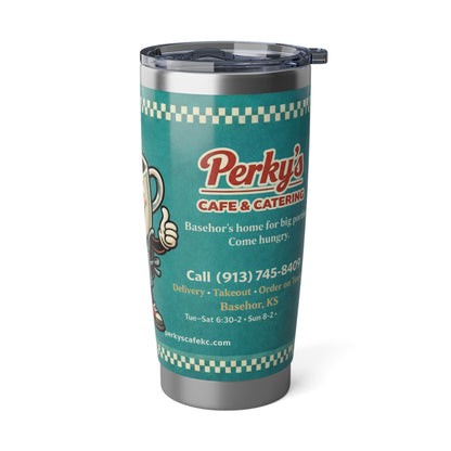 Perky’s Cafe KS retro teal 20oz stainless steel tumbler with sliding lid - Coffee Mug Tumbler — Perky’s Café 20oz Insulated Travel Cup (free shipping)