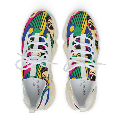Men's Mesh Sneakers — Retro Pop Art Face Pattern Athletic Shoes (free shipping)
