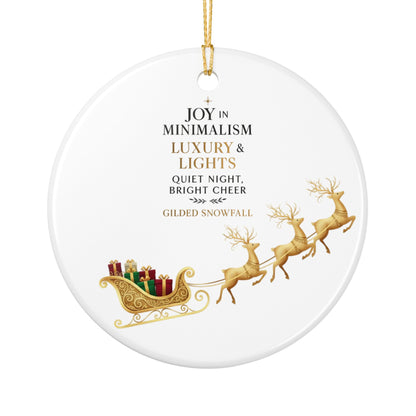 Gilded Sleigh Ceramic Ornament — "Joy in Minimalism: Luxury & Lights" Christmas Decoration