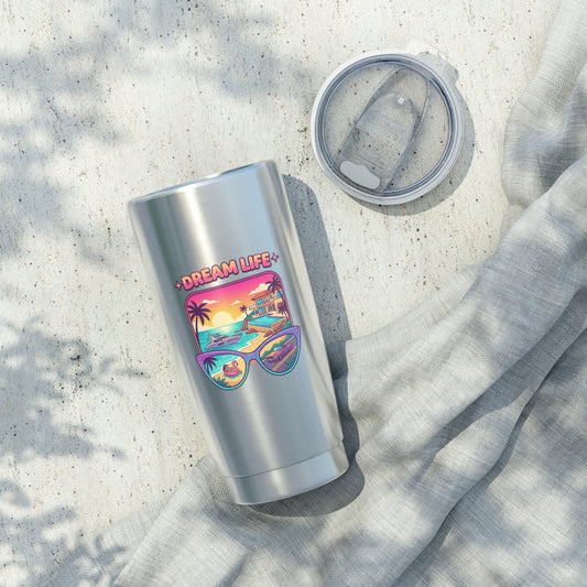 Dream Life 20oz Tumbler – Retro Tropical Sunglasses Travel Mug