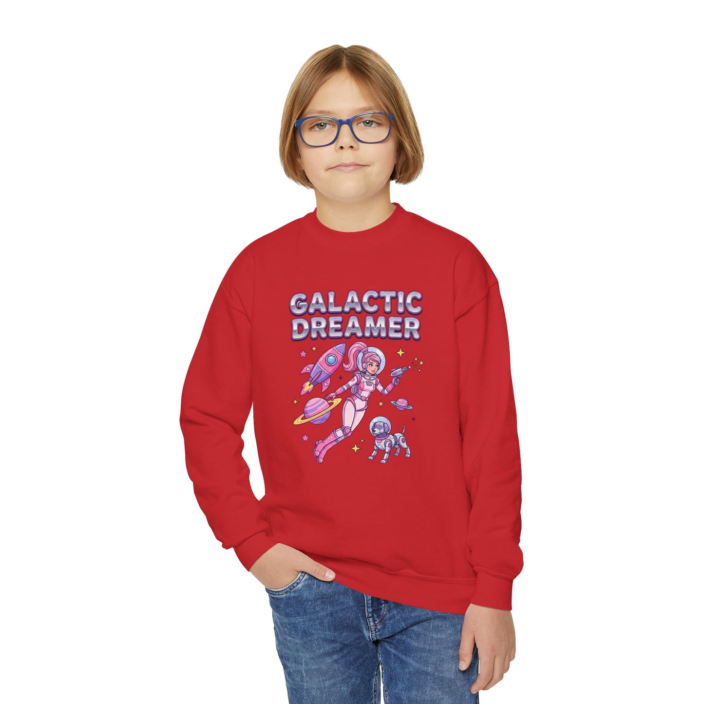 Youth Sweatshirt — "Galactic Dreamer" Astronaut Mermaid Crewneck