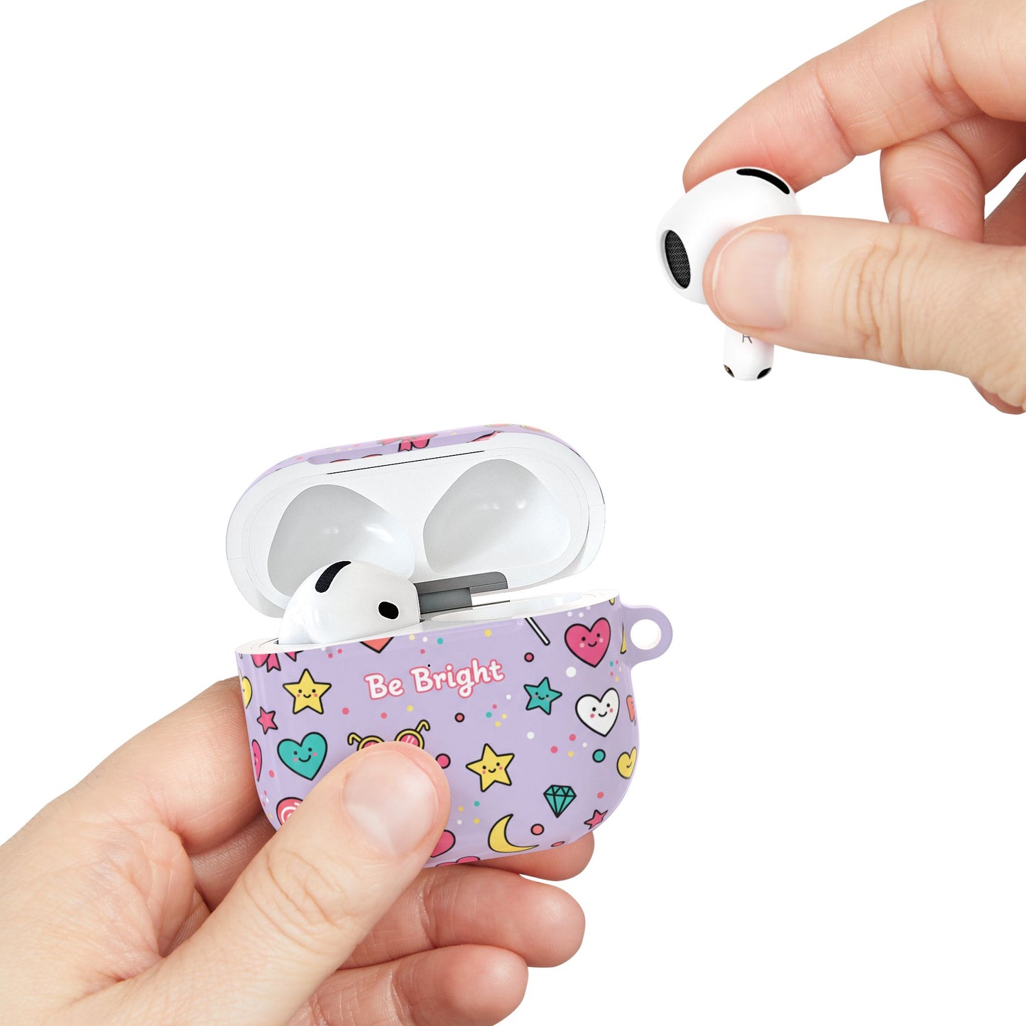 Be Bright Purple Kawaii AirPod Case — Cute Star, Heart & Moon Protective Cover (free shipping)