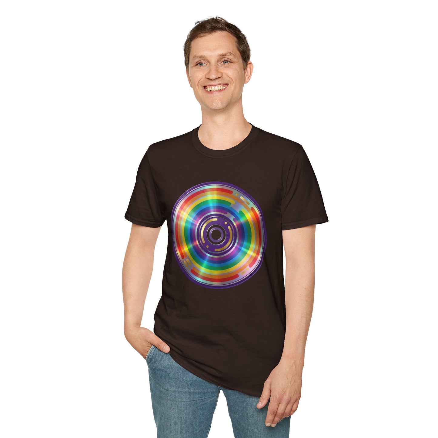 Retro Rainbow CD- Vinyl Record T-Shirt