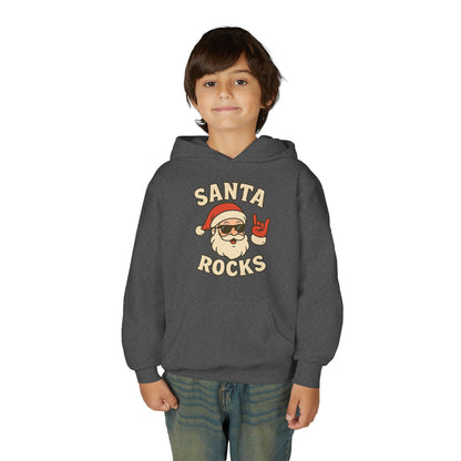 Youth Hoodie — "Santa Rocks" Cool Santa Christmas Sweatshirt