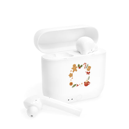 Wireless Earbuds Case — Holiday Gingerbread Wreath Design