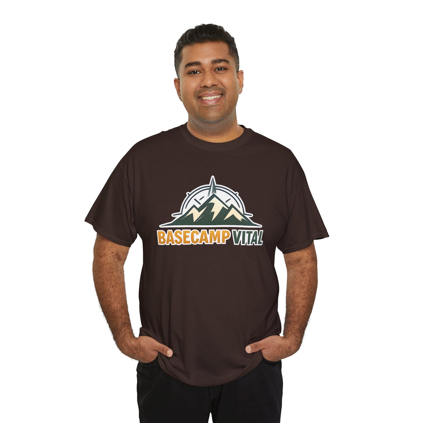 Base Camp Vital Mountain Compass Crewneck T-Shirt | Outdoor Hiking Graphic Tee | Midweight Cotton Trail Shirt (free shipping)