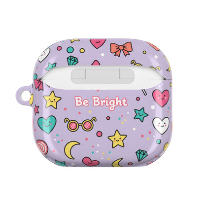 Be Bright Purple Kawaii AirPod Case — Cute Star, Heart & Moon Protective Cover (free shipping)