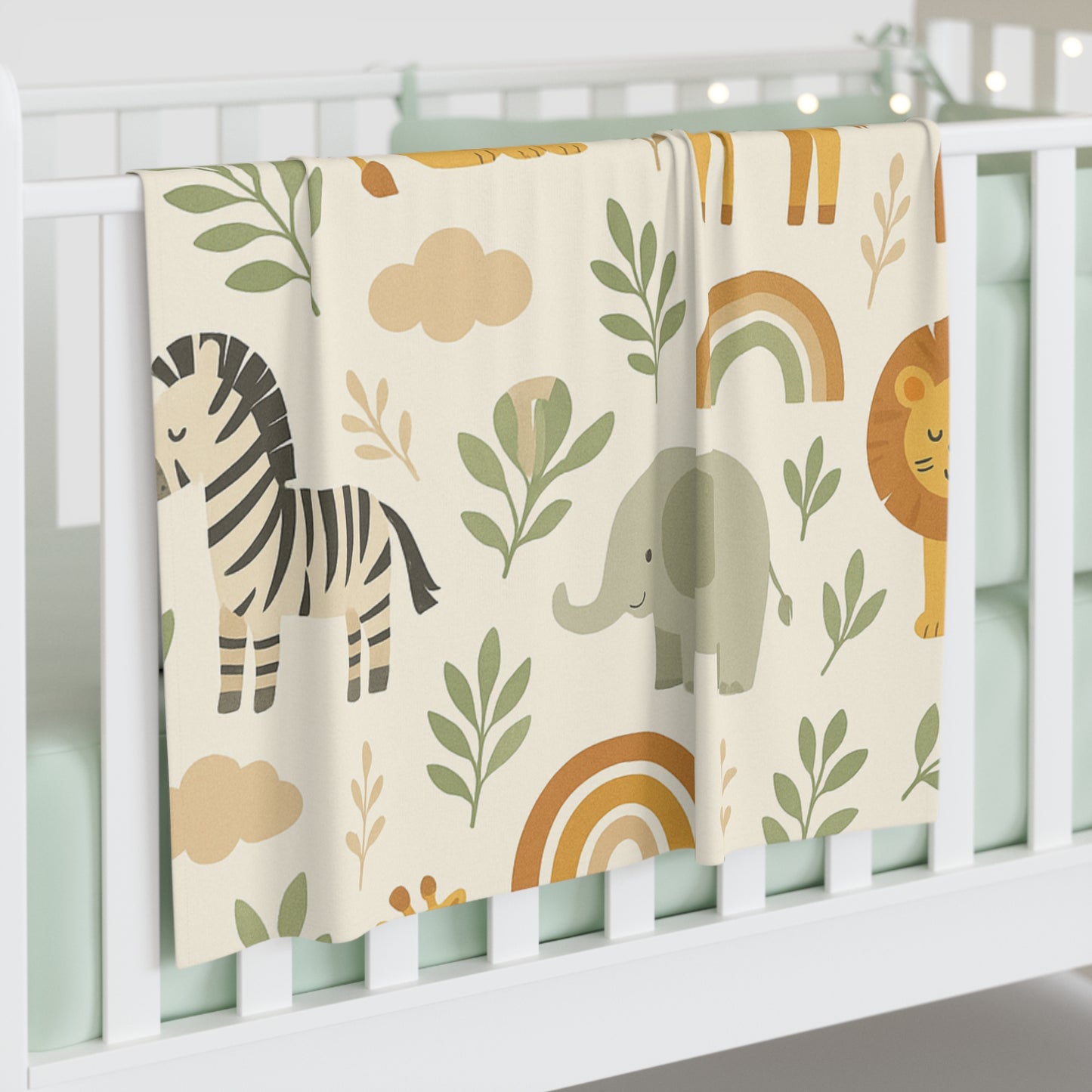 Safari animal style, zebra, elephant, lion Baby Swaddle Blanket
