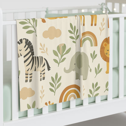 Safari animal style, zebra, elephant, lion Baby Swaddle Blanket