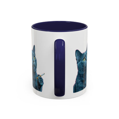 Happy and dazzling smoking cat Coffee Mug — "Happy and Dazzling" Cat Accent Mug (11/15oz) (free shipping)