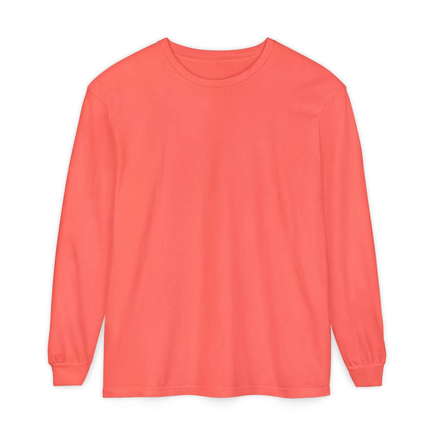 Women’s bright salmon color Garment-Dyed Long Sleeve T-Shirt - Soft Coral Casual Wear