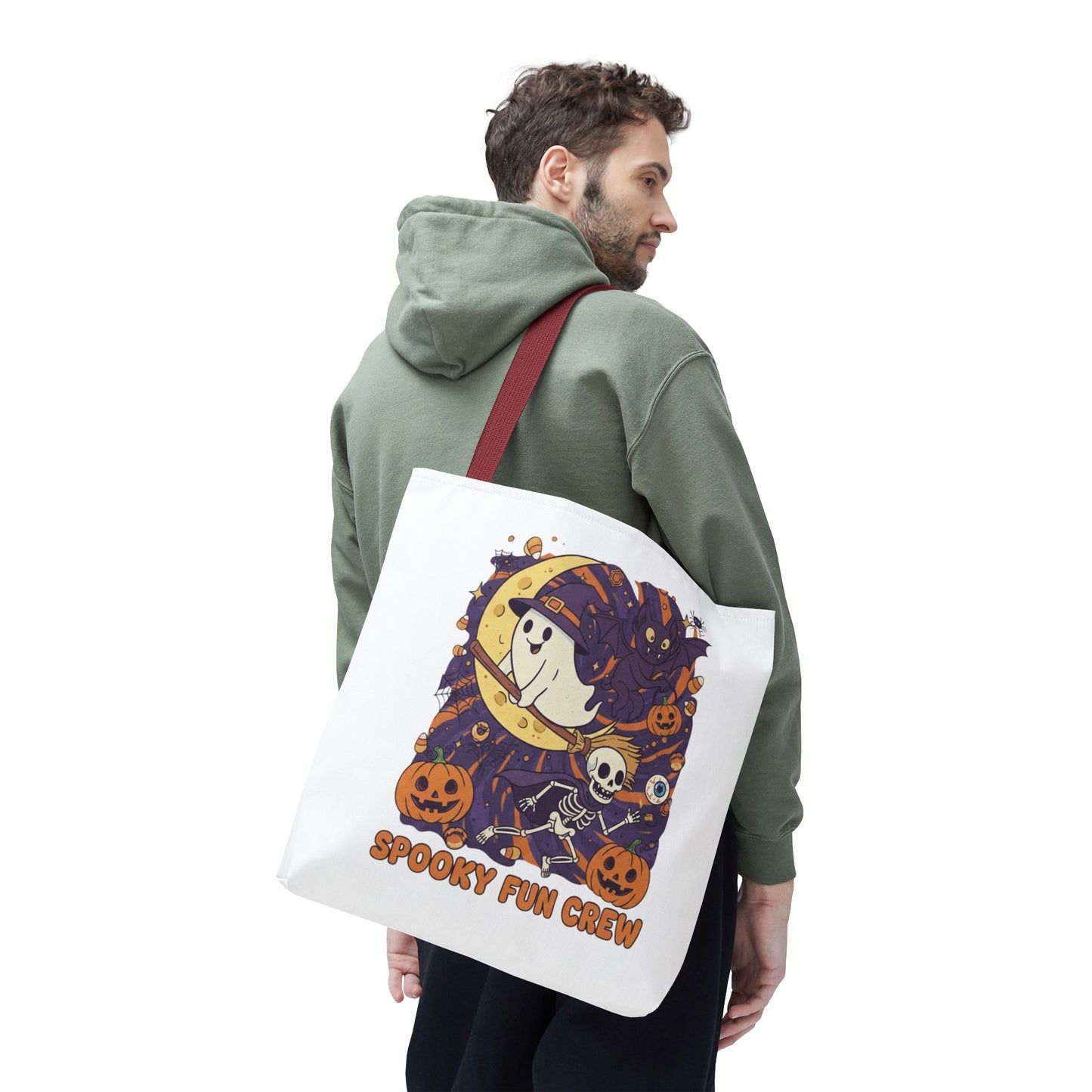 Spooky Fun Crew Halloween Tote Bag, Trick or Treat Bag, Haunted House Accessory, Fall Gift, Party Favor