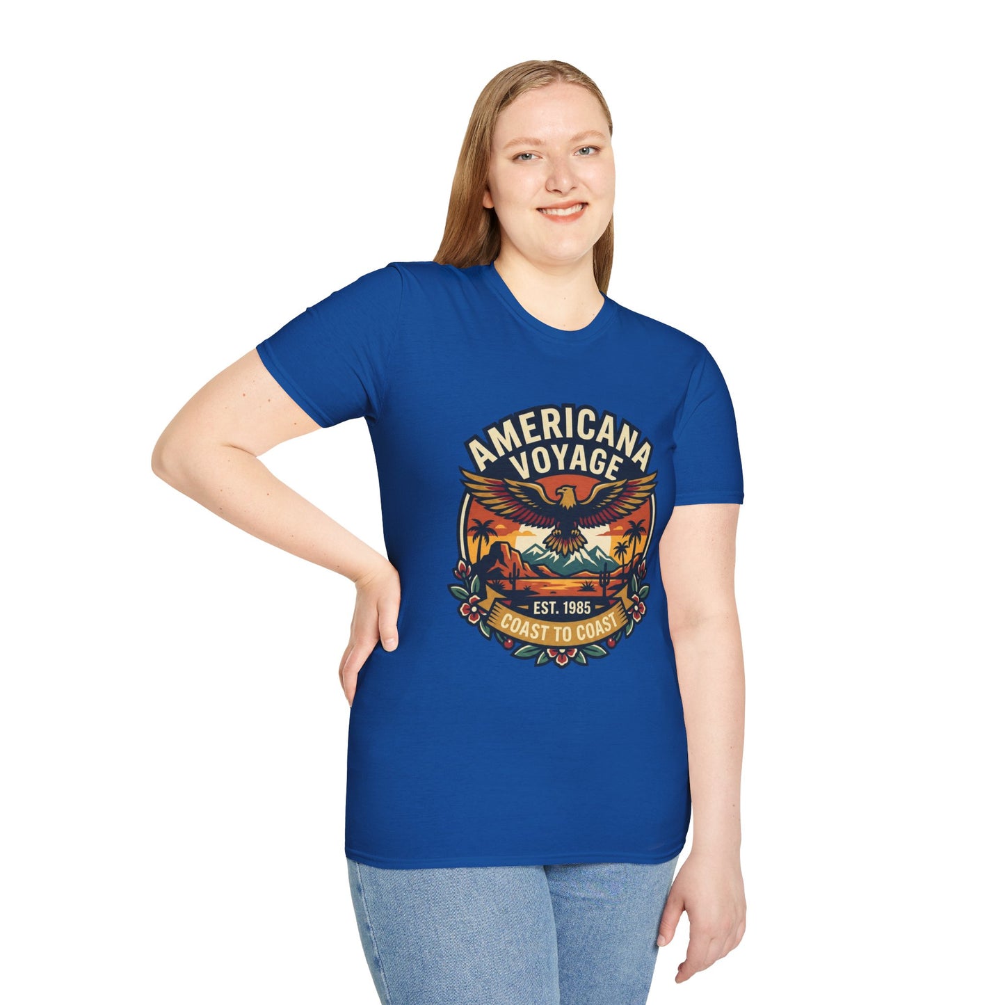 Americana Voyage retro Graphic T-Shirt — Coast to Coast Eagle Sunset