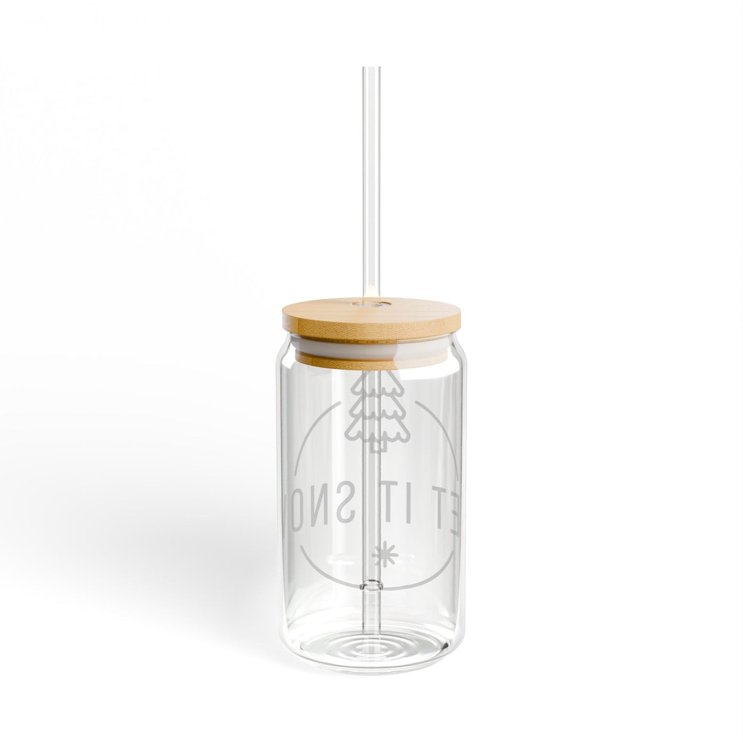 Let It Snow Sipper Glass — 16oz Holiday Tumbler with Bamboo Lid & Straw