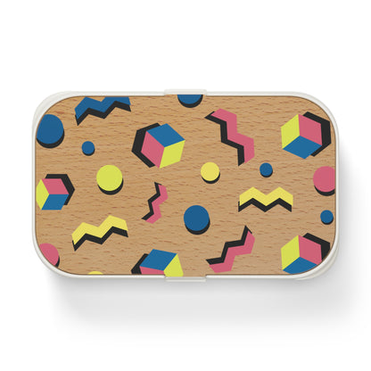 Colorful Retro Bento Lunch Box - Fun Geometric Design for Kids & Adults