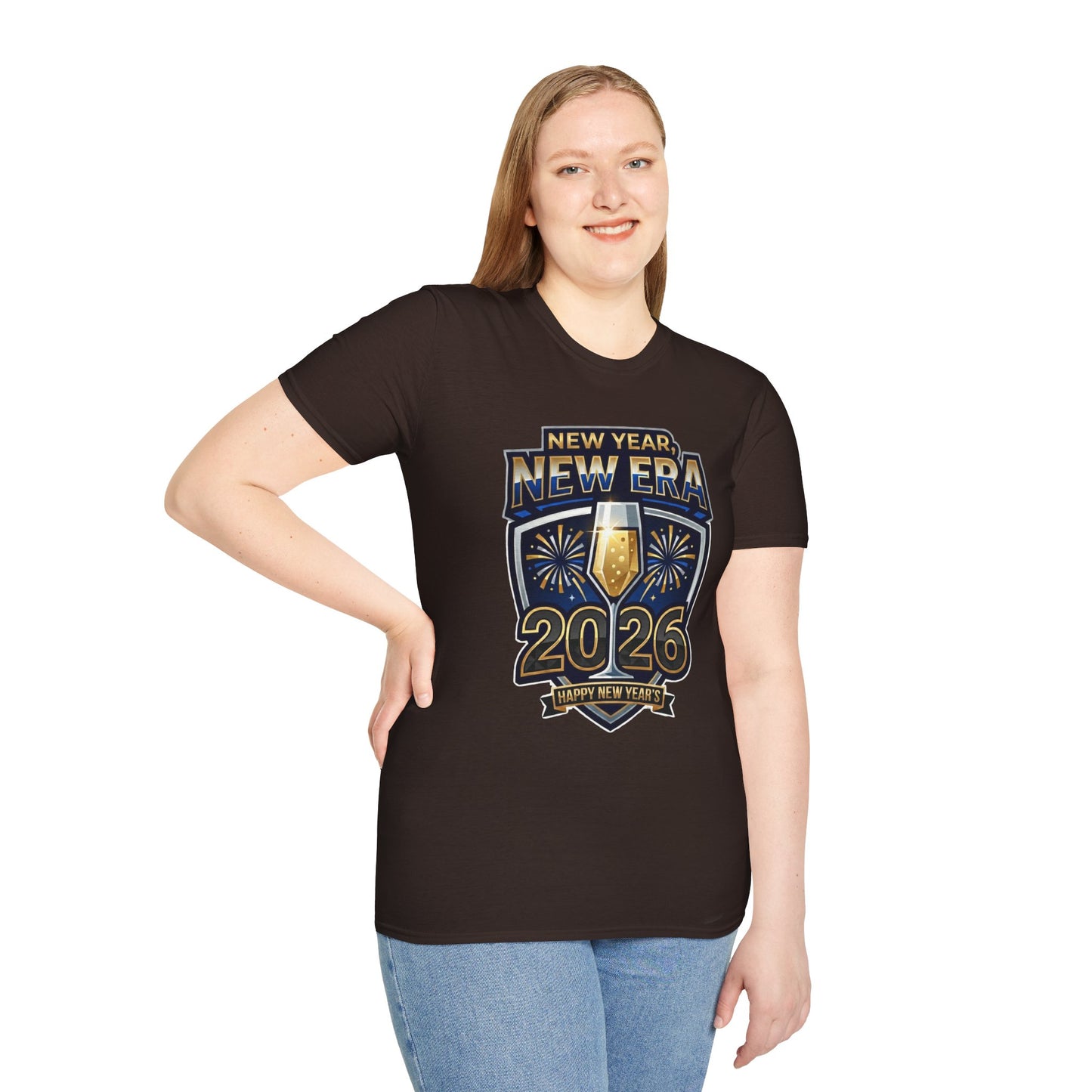 New Year 2026 T-Shirt – "New Year, New Era" Champagne & Fireworks Celebration Tee