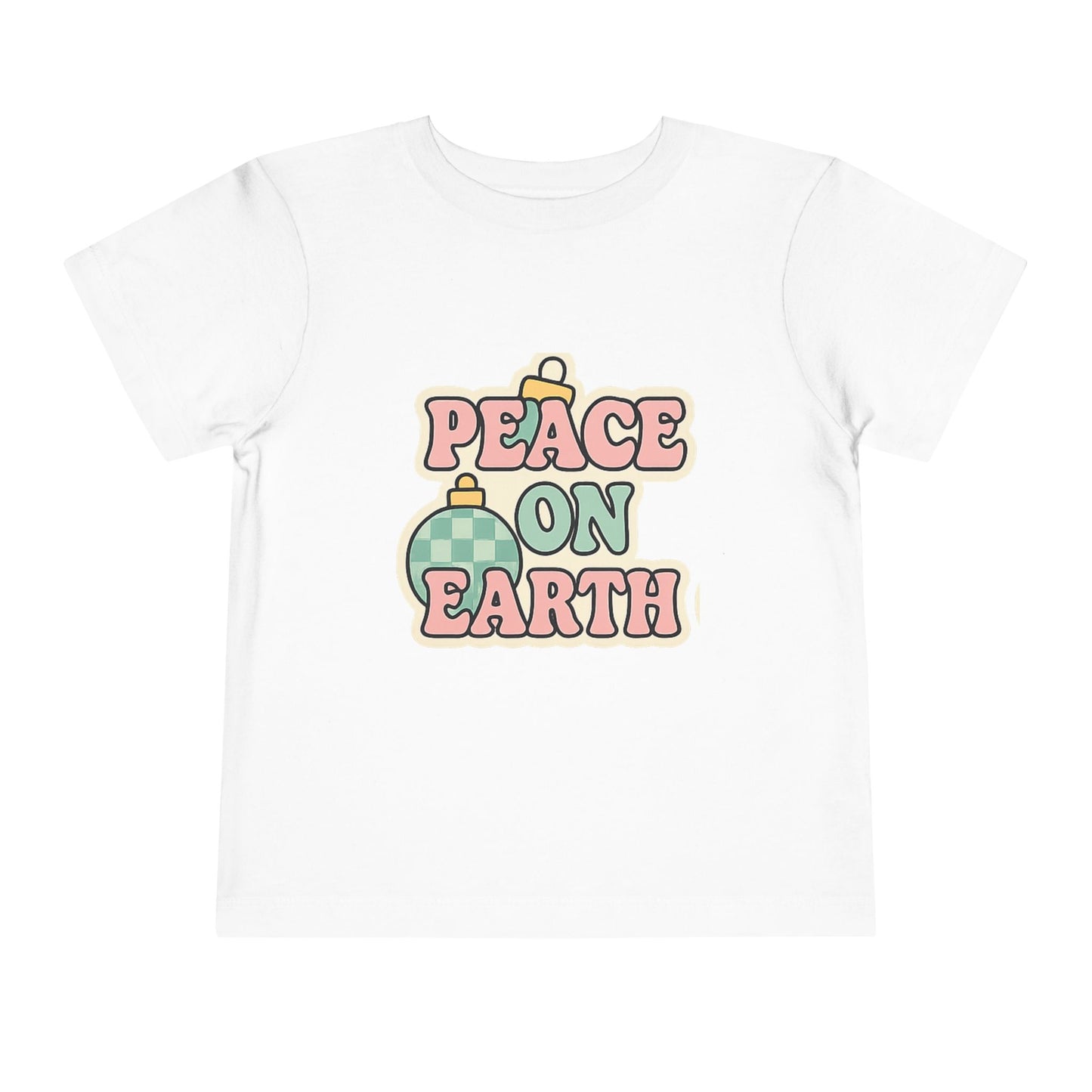 Peace on Earth Toddler Tee — Retro Holiday Christmas Shirt