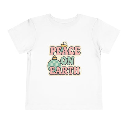 Peace on Earth Toddler Tee — Retro Holiday Christmas Shirt